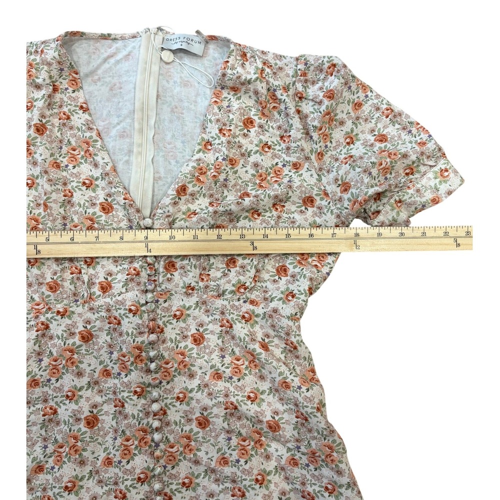 Bohme Dress Forum Midi Dress Womens Small Floral Linen Blend High Low Button Up - Picture 5 of 12
